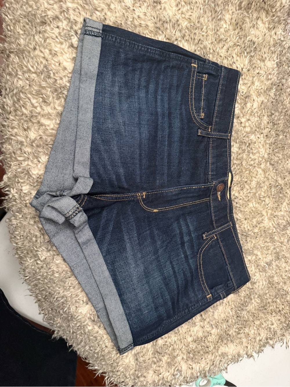 Hollister Dark Wash Rolled Hem Denim Shorts